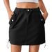 Women's Clothing Summer Washed Drawstring Elastic Waist Denim Short Skirt Trend_ecoleips.com