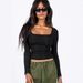 's Tops, Knitted Ribbed T-shirts, Sexy U-neck Long-sleeve Shirts, Y2K Inner Wear, Tight-fitting T-shirts For_ecoleips.com
