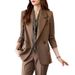 Women's Slim-Fit Tailored Blazer Long Sleeve Jacket Back Slit Casual Office Wear Street Chic Spring Fall_ecoleips.com