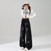 2026 Spring New Fashion Women's High-Waisted Slimming Denim Pants With Sparkling Rhinestones, Versatile Floor-Length_ecoleips.com