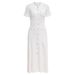 Elegant Maxi Dress For Women Knitted Lace Trim Ruffled Sleeves Floral Embroidery A-Line Silhouette_ecoleips.com