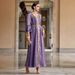 Women's Clothing V Neck Long Sleeve Muslim Handmade Beaded Dress_ecoleips.com