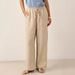 Women's Clothing Women's Comfortable Linen Straight Leg Pants Spring Elastic Waist Artistic Style Solid Color Versatile Casual Bottoms_ecoleips.com