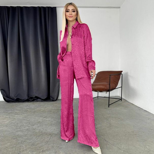 Women's Clothing Suits For Women Long Sleeved Lapel Shirts Leopard Print Trousers Fashion Casual Two Piece Suits_ecoleips.com