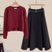 Women’s Clothing Autumn New Style Fashionable Temperament Age Reducing Knitted Top Slim Skirt Two Piece Suit_ecoleips.com