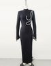 Women's Clothing Black Diamond Studded Evening Dress Skirt Banquet Wear Long Sleeved Slim Bandage Skirt_ecoleips.com