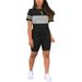 Casual Two-Piece Set For Women: Color-Block Short Sleeve T-Shirt With Matching Shorts, Comfortable Summer Outfit_ecoleips.com