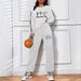 Women's Casual Versatile Two Piece Suit Letter Print Thickened Jogger Set Fashion Print_ecoleips.com