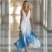 Elegant White Chiffon Maxi Dress With V-Neck & Pleated Detail – Flowy Boho Summer Dress For Women (Xs-Xxl, Lightweight & Breathable)_ecoleips.com