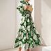 Spring 2026 Women's Fashion Slim Waist V Neck Dress Color Block Print European American Style Foreign Trade Casual Elegant_ecoleips.com
