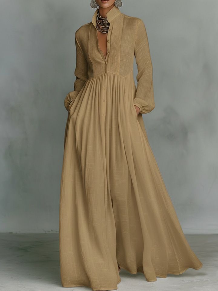 Women's Clothing Women's Long Sleeved Slim Fit Maxi Dress Elegant Fashion A-Line Gown Perfect For Vacation_ecoleips.com