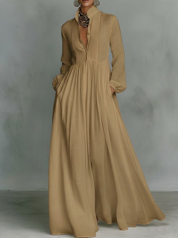 Women's Clothing Women's Long Sleeved Slim Fit Maxi Dress Elegant Fashion A-Line Gown Perfect For Vacation_ecoleips.com