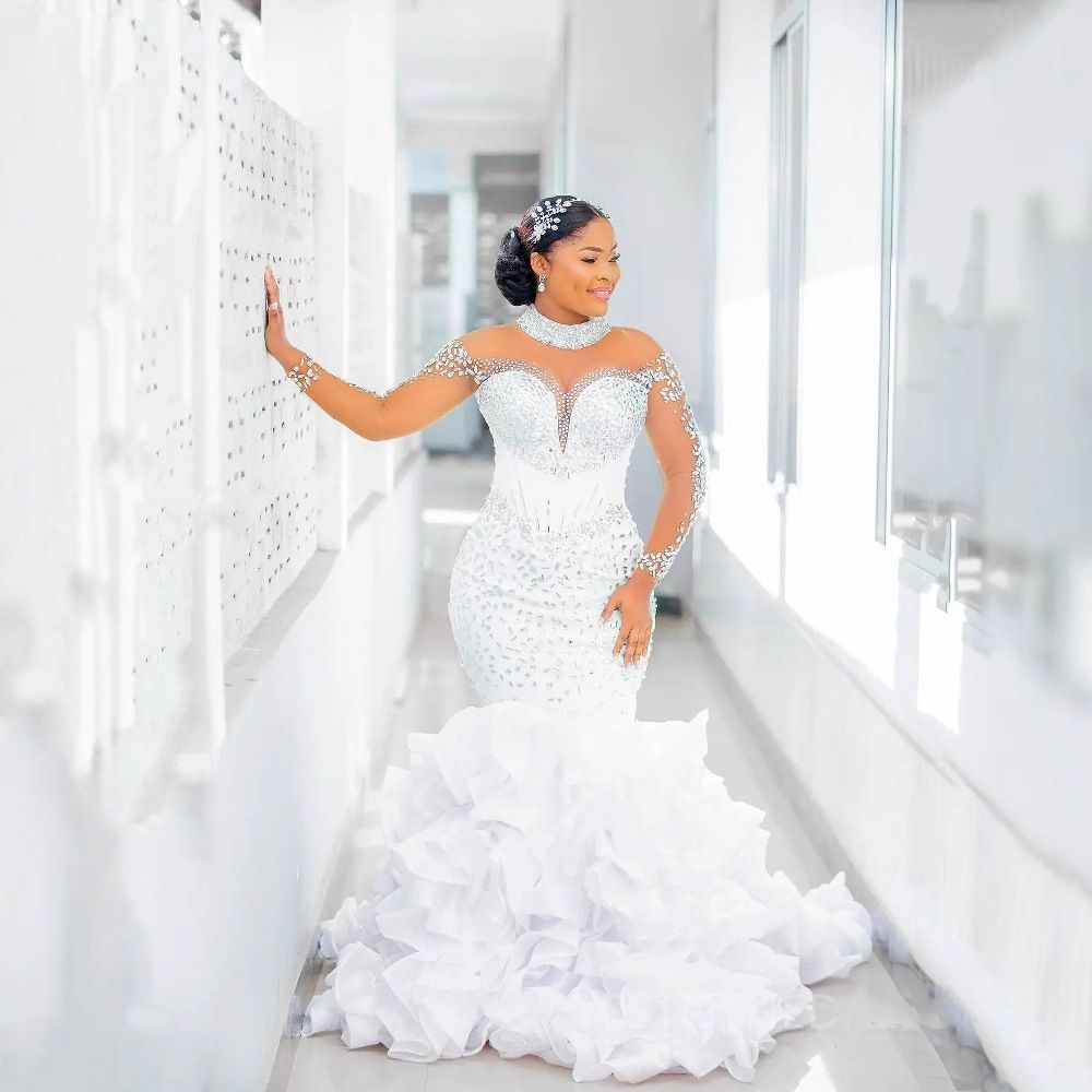 Women's Clothing Off-Shoulder Mermaid Wedding Dress For Women Long Sleeves Slim Fit Sexy Light Luxury Niche Wedding Dress_ecoleips.com
