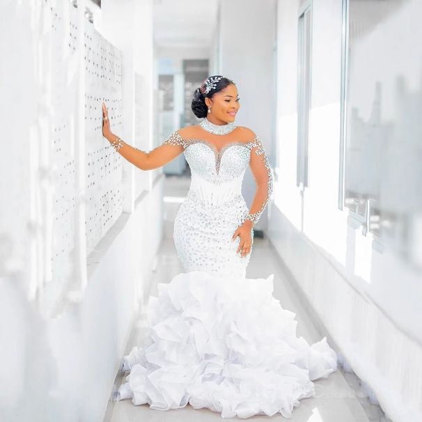 Women's Clothing Off-Shoulder Mermaid Wedding Dress For Women Long Sleeves Slim Fit Sexy Light Luxury Niche Wedding Dress_ecoleips.com