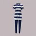 Breathable Striped T-Shirt With Side Slit & Comfort Trousers, Women's Casual Two-Piece Set For Spring Summer_ecoleips.com