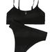 "Women's High Waist Bikini Set - Solid Color Two Piece Swimsuit, Comfortable & Stylish For Beach & Pool"_ecoleips.com