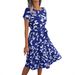 Women's Clothing Casual Leaf Short Sleeve Large Hem Pleated Dres_ecoleips.com