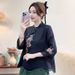 A Retro-Style Shirt With A Collar, Made Of Cotton And Linen Fabric, Featuring Buttoned Details And Embroidery; Designed_ecoleips.com