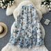 Women's Clothing Romantic Atmosphere Mesh Skirt Elastic Waist Three Dimensional Flower A Line Beautiful Long Skirt_ecoleips.com