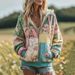 Women's Floral Pumpkin Print Zip Up Sweatshirt Stylish Versatile Summer New Cross Border_ecoleips.com