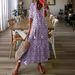 Casual Sweet Loose V-neck Print Beard Medium Sleeve Long Dress Women_ecoleips.com
