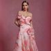 New Arrival French Retro Floral Print Asymmetrical One Shoulder Cinched Waist Casual Dress Women Spring Summer Daily Dress_ecoleips.com