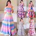 2025 Cross-Border New Spring Summer European And American Women's Floral Fashion Off-Shoulder Long Printed Dress_ecoleips.com