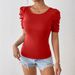Summer Women's Bubble Short Sleeve T-Shirt Bowknot Top European American Style All Match Pullover Fashion Tees_ecoleips.com