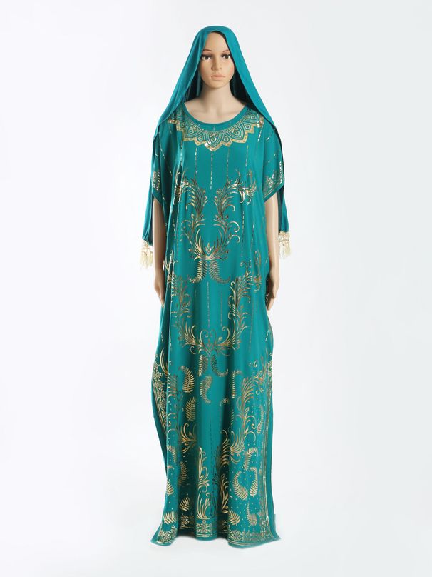Verve New Style Clothing Rayon Plus Size Women's Two-in-One Gold Foil Elegant Long Dress Set Classic Comfortable Robe_ecoleips.com