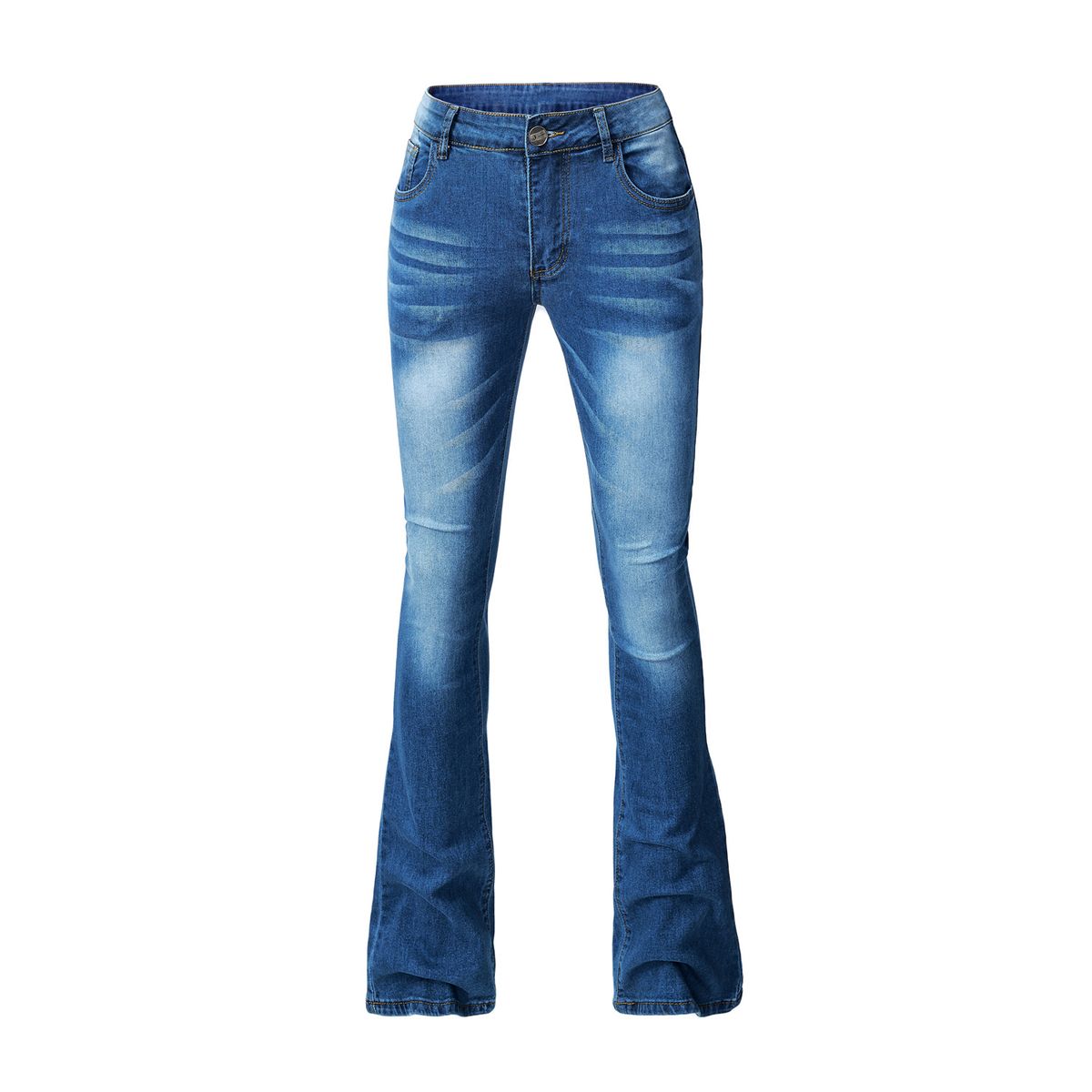Women's Clothing Tight Elastic Tassel Flared Pants Trousers Solid Color Jeans_ecoleips.com
