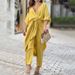 2026 New Spring Women's Clothing European And American Cross-Border Fashion Casual Bat Sleeve Solid Color Straight Pants_ecoleips.com