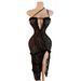 Sexy Elegant Slim Fitting See Through Lace Deep V Side Slit Backless Summer Dress For Women Style_ecoleips.com