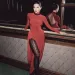 Talenza Red Patchwork Slit Maxi Dress Female Solid High Neck Long Sleeve Party Club Dress Sexy Gathered Pullover Slim Dress Robe_ecoleips.com