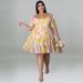 Plus Size Off Shoulder Floral Print Dress, Flowy A-Line Swing Dress With Puff Sleeves For Women, Cute Cartoon Print Summer Dress_ecoleips.com