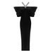 Women's Clothing Heavy Diamond Halter Dress Summer Temperament Bandage Black Dress_ecoleips.com