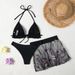 Conservative European American Style Women's Swimsuit Solid Color Three Piece Set Push Up Sports Bikini Tight Fitting_ecoleips.com