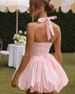 K Temperament Hanging Neck Strap Bow Dress Women's New Fashionable Street Slimming Puff Skirt_ecoleips.com