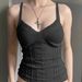 Aria Basics Aria Basics European And American Style Summer Lace Trim Split Camisole With Deep V-neck, Solid Color Versatile Top For Hot Girls_ecoleips.com