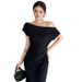 Plu Size Fat MM Pure Deire Off-Shoulder Short Sleeve Women Spring Summer New Wait Slimming High-End Bodycon Long_ecoleips.com