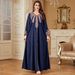 Turkish Style Long Robe Dress Women's Elegant Loose Fitting Embroidered Dress with Long Sleeves Fashionable Cross Border Trade Temperament Dress_ecoleips.com
