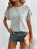 Women's round Neck Ribbed T-Shirt Short Sleeve Loose Fit Slimming Casual Knit Top European American Style Summer Versatile_ecoleips.com