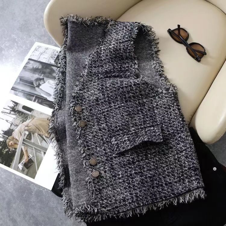 Women's Stylish Fringe Vest Sleeveless Cardigan – Lightweight Layered Top For Spring & Autumn, Black One Size_ecoleips.com