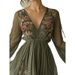 Elegant 3D Print Maxi Dress V-Neck Long Sleeve Flowy Chiffon A-Line Women's Casual Party Long Dress_ecoleips.com