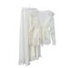 Elegant Women's Two-Piece Lace Dress Set, Embroidered Pearl Embellished Waist-Defining Long Gown, Classy Evening Party Wear_ecoleips.com