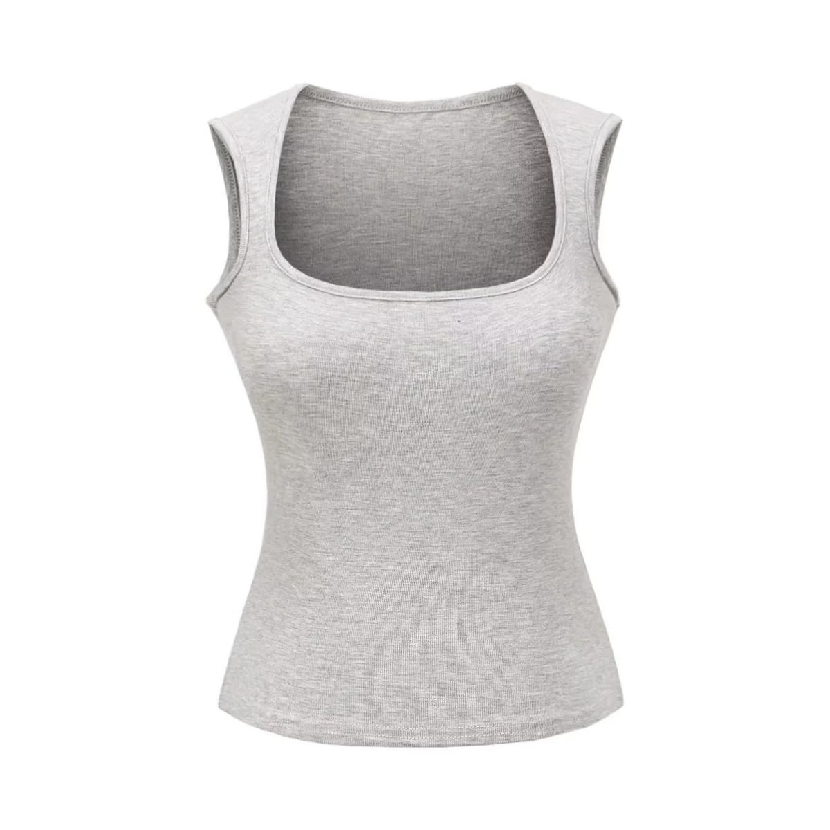 Square-neck, Wide-shoulder, Solid Color Tank For Women, 2025 Summer New Slim-fit Short Sports Top_ecoleips.com