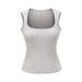 Square-neck, Wide-shoulder, Solid Color Tank For Women, 2025 Summer New Slim-fit Short Sports Top_ecoleips.com