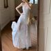 2026 Summer New French Style Fresh Sweet Strap For Women Beach Vacation Outfit Waist-Cinching Mid-Length Dress_ecoleips.com
