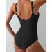 Ruched Tie-Knot Tummy Control One-Piece Swimsuit Patchwork Printing Women Bandage High Waist Vacation Beach Resort Bathing Suit_ecoleips.com