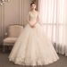 Women's Lightweight Wedding Dress French Style Off Shoulder Design New Super Fairy Like Forest Inspired Floor Length Simple Train_ecoleips.com