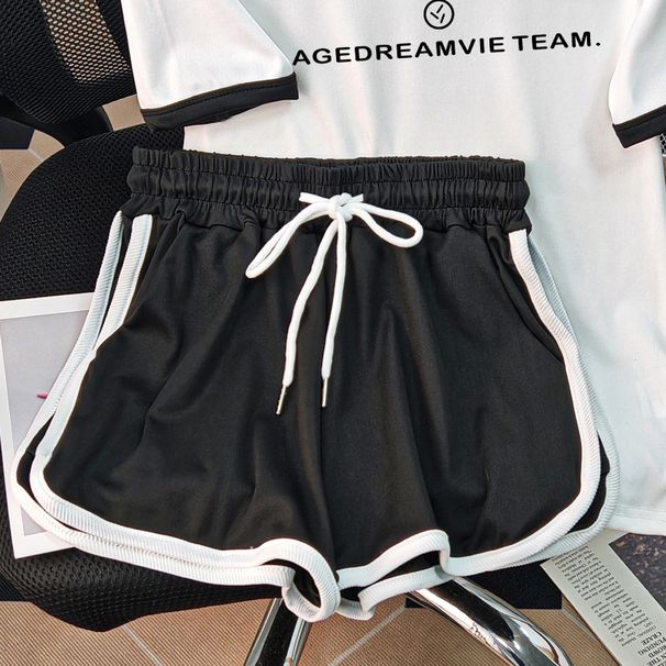 Women's Ice Silk Short Sleeve T-Shirt Breathable Cool Top for Spring Summer Autumn Set with Simple Shorts Inner Layer_ecoleips.com